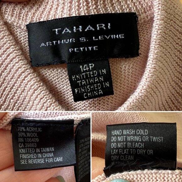 Tahari Arthur S Levine Petite 14P Blush Pink Mock Neck Knit Top NWT - Picture 6 of 10